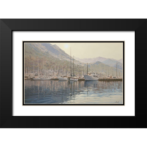 Yachts between Islands Black Modern Wood Framed Art Print with Double Matting by Adamov, Alexey