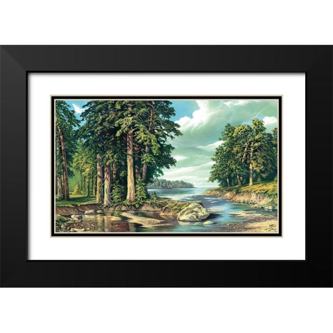 Pine Bay Black Modern Wood Framed Art Print with Double Matting by Krol, Wieslaw