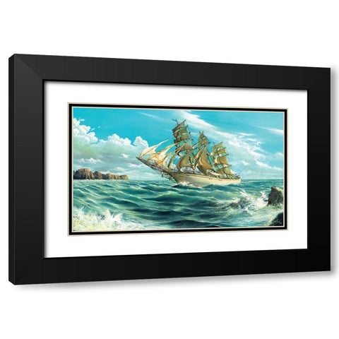 Ten Navy Miles Black Modern Wood Framed Art Print with Double Matting by Krol, Wieslaw