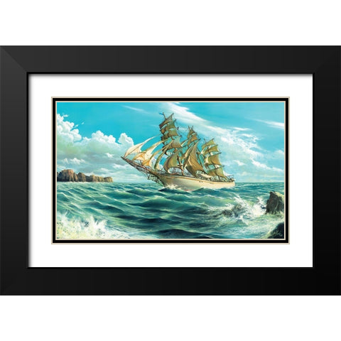 Ten Navy Miles Black Modern Wood Framed Art Print with Double Matting by Krol, Wieslaw