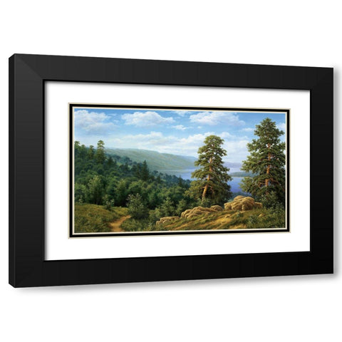 Lake in the Mountains Black Modern Wood Framed Art Print with Double Matting by Babicev, Vjaceslav