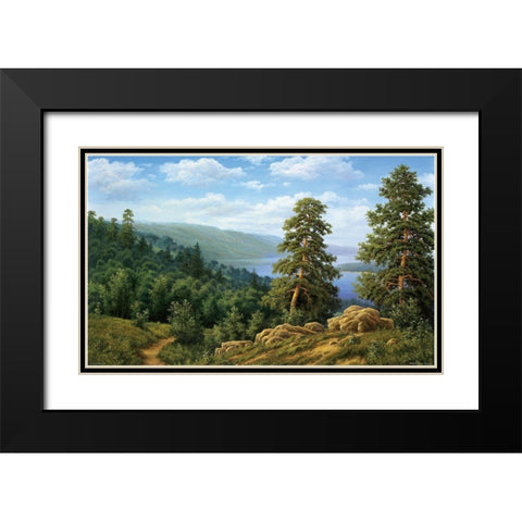 Lake in the Mountains Black Modern Wood Framed Art Print with Double Matting by Babicev, Vjaceslav