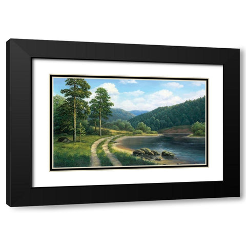 Way by the River Black Modern Wood Framed Art Print with Double Matting by Babicev, Vjaceslav
