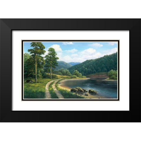 Way by the River Black Modern Wood Framed Art Print with Double Matting by Babicev, Vjaceslav