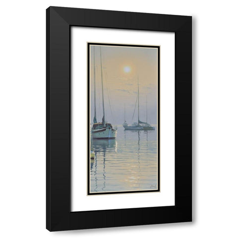Sleeping Yachts Black Modern Wood Framed Art Print with Double Matting by Adamov, Alexey