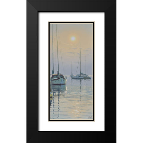 Sleeping Yachts Black Modern Wood Framed Art Print with Double Matting by Adamov, Alexey
