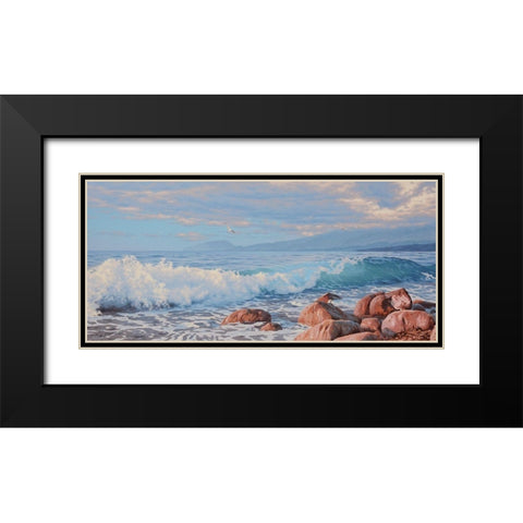 Big Wave Black Modern Wood Framed Art Print with Double Matting by Adamov, Alexey