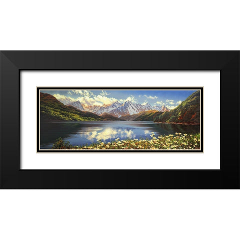 Mountain Landscape Black Modern Wood Framed Art Print with Double Matting by Adamov, Alexey