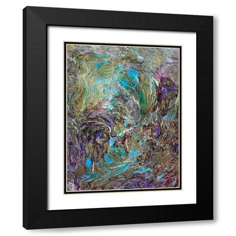 Turquoise Lava Black Modern Wood Framed Art Print with Double Matting by Grayscale