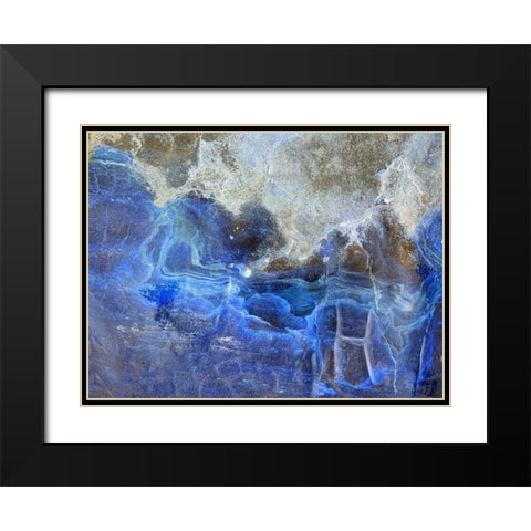 Blue Ribbons I Black Modern Wood Framed Art Print with Double Matting by Grayscale