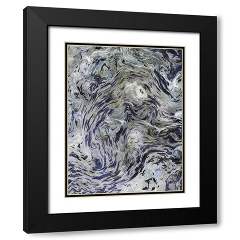 Texture Fluid I Black Modern Wood Framed Art Print with Double Matting by Grayscale