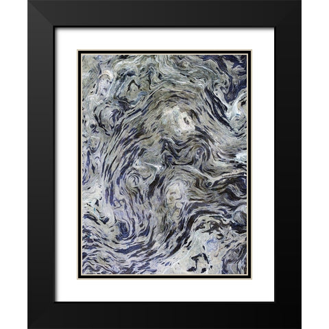Texture Fluid I Black Modern Wood Framed Art Print with Double Matting by Grayscale