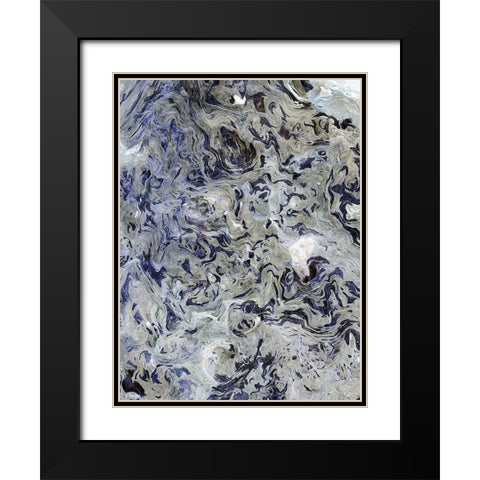 Texture Fluid II Black Modern Wood Framed Art Print with Double Matting by Grayscale
