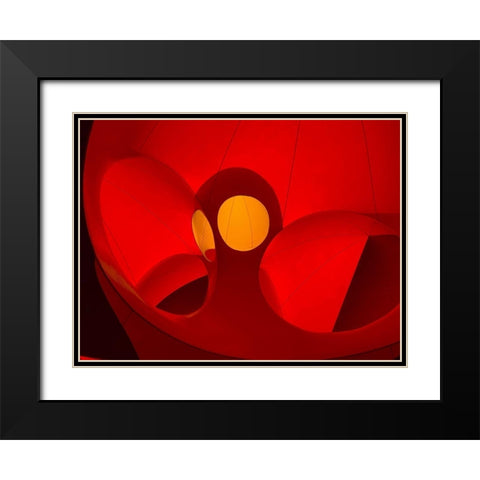 Red Curves I Black Modern Wood Framed Art Print with Double Matting by Grayscale
