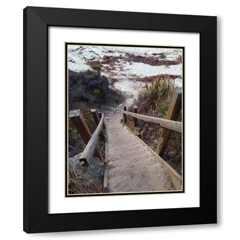 Beach Stairs I Black Modern Wood Framed Art Print with Double Matting by Grayscale