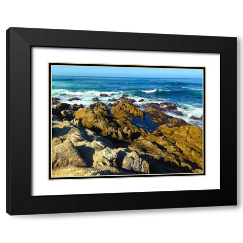 Beach Rocks III Black Modern Wood Framed Art Print with Double Matting by Grayscale