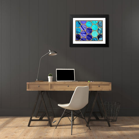 Circle Textures V Black Modern Wood Framed Art Print with Double Matting by Grayscale