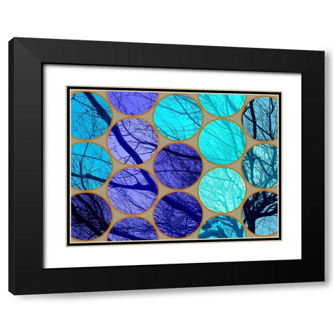 Circle Textures V Black Modern Wood Framed Art Print with Double Matting by Grayscale