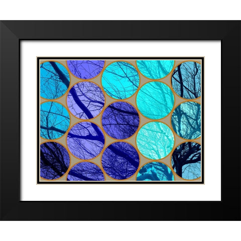 Circle Textures V Black Modern Wood Framed Art Print with Double Matting by Grayscale