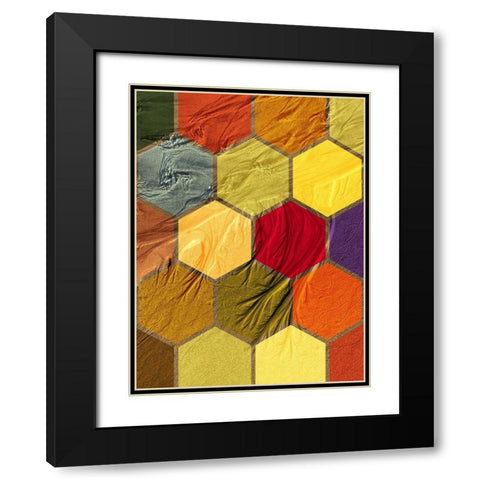 Hexagon Textures III Black Modern Wood Framed Art Print with Double Matting by Grayscale