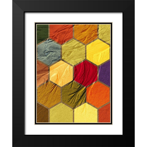 Hexagon Textures III Black Modern Wood Framed Art Print with Double Matting by Grayscale