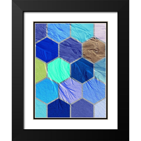 Hexagon Textures IV Black Modern Wood Framed Art Print with Double Matting by Grayscale