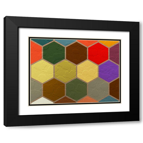 Hexagon Textures VI Black Modern Wood Framed Art Print with Double Matting by Grayscale