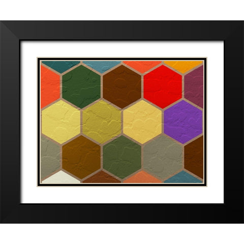 Hexagon Textures VI Black Modern Wood Framed Art Print with Double Matting by Grayscale