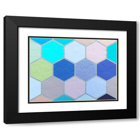 Hexagon Textures VII Black Modern Wood Framed Art Print with Double Matting by Grayscale