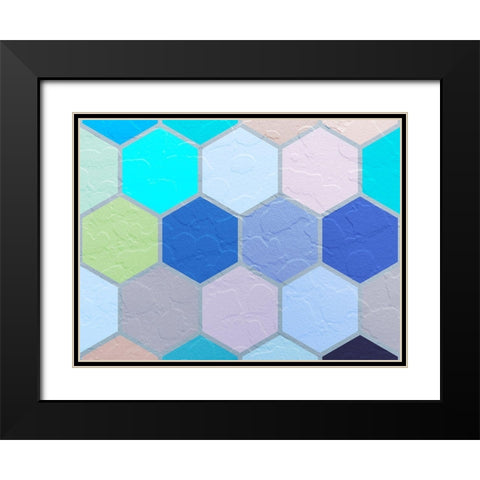 Hexagon Textures VII Black Modern Wood Framed Art Print with Double Matting by Grayscale