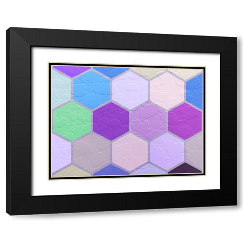 Hexagon Textures VIII Black Modern Wood Framed Art Print with Double Matting by Grayscale