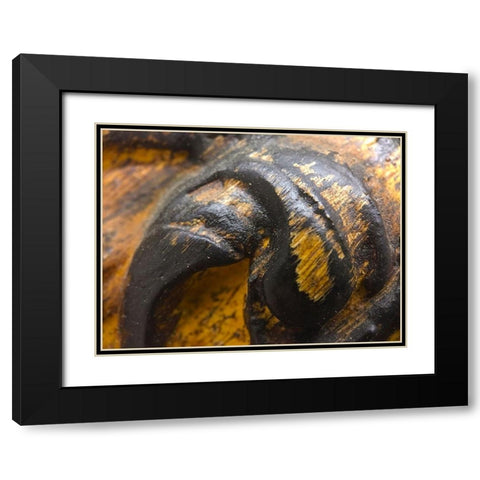 Wood Texture IV Black Modern Wood Framed Art Print with Double Matting by Grayscale