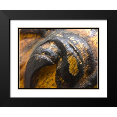 Wood Texture IV Black Modern Wood Framed Art Print with Double Matting by Grayscale