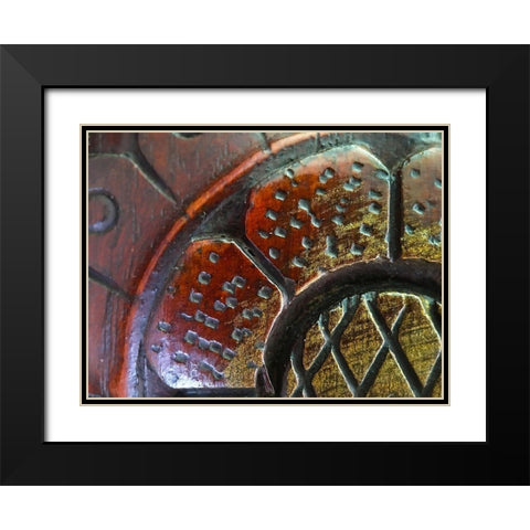 Wood Carving I Black Modern Wood Framed Art Print with Double Matting by Grayscale