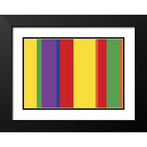 Bright Stripes V Black Modern Wood Framed Art Print with Double Matting by Grayscale