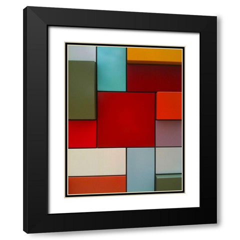 Block Wall I Black Modern Wood Framed Art Print with Double Matting by Grayscale