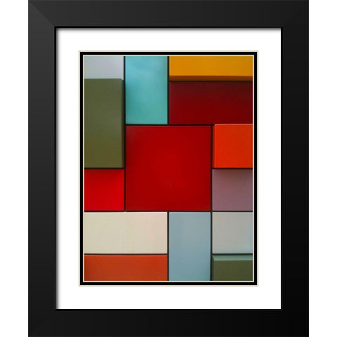 Block Wall I Black Modern Wood Framed Art Print with Double Matting by Grayscale