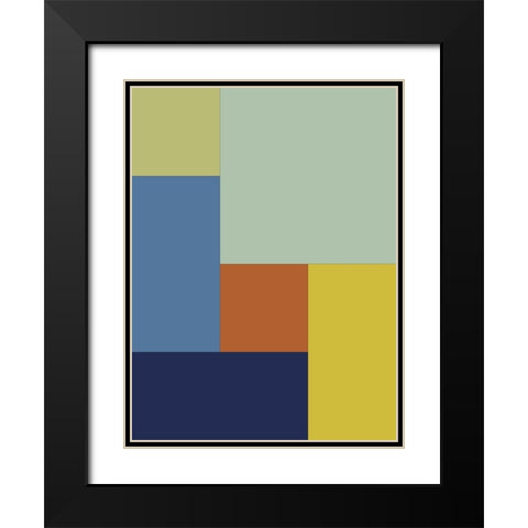 Bright Blocks I Black Modern Wood Framed Art Print with Double Matting by Grayscale