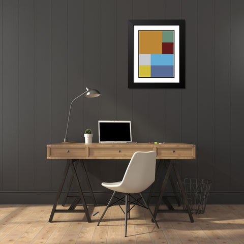 Bright Blocks III Black Modern Wood Framed Art Print with Double Matting by Grayscale