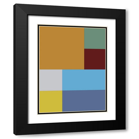Bright Blocks III Black Modern Wood Framed Art Print with Double Matting by Grayscale