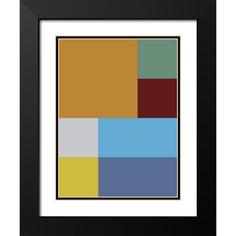 Bright Blocks III Black Modern Wood Framed Art Print with Double Matting by Grayscale