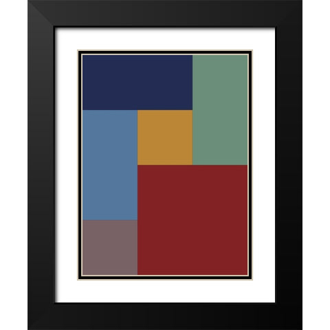 Bright Blocks V Black Modern Wood Framed Art Print with Double Matting by Grayscale