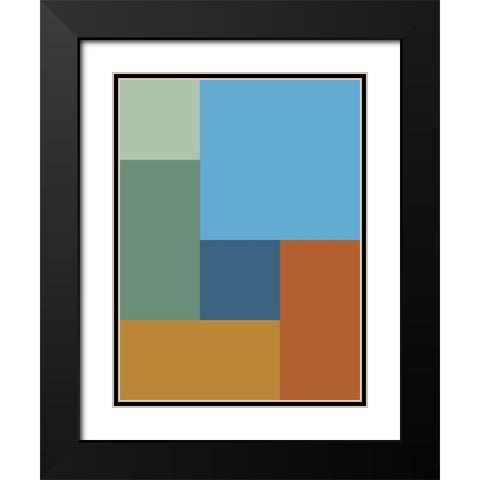 Bright Blocks VI Black Modern Wood Framed Art Print with Double Matting by Grayscale