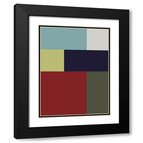 Bright Blocks VII Black Modern Wood Framed Art Print with Double Matting by Grayscale