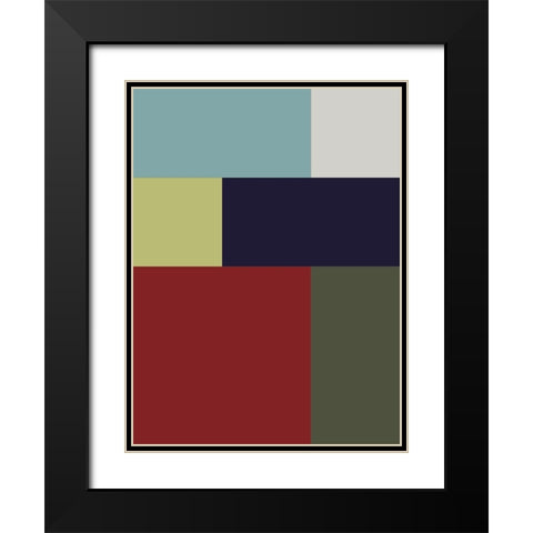 Bright Blocks VII Black Modern Wood Framed Art Print with Double Matting by Grayscale