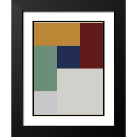 Bright Blocks X Black Modern Wood Framed Art Print with Double Matting by Grayscale
