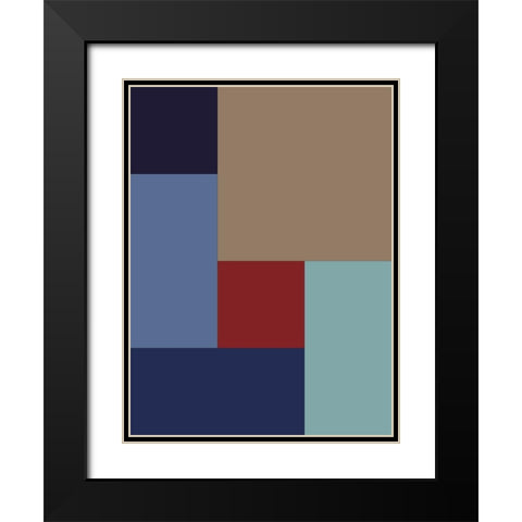 Bright Blocks XI Black Modern Wood Framed Art Print with Double Matting by Grayscale