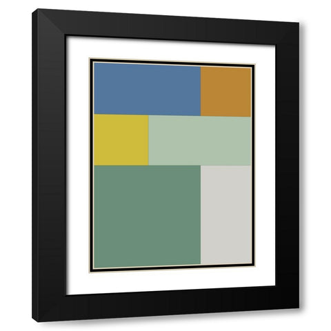 Bright Blocks XII Black Modern Wood Framed Art Print with Double Matting by Grayscale