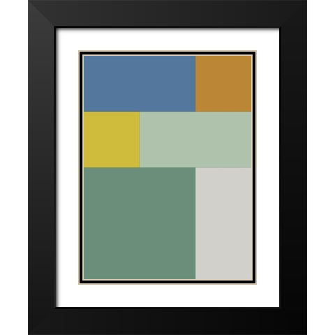 Bright Blocks XII Black Modern Wood Framed Art Print with Double Matting by Grayscale