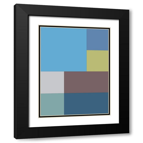 Bright Blocks XIII Black Modern Wood Framed Art Print with Double Matting by Grayscale